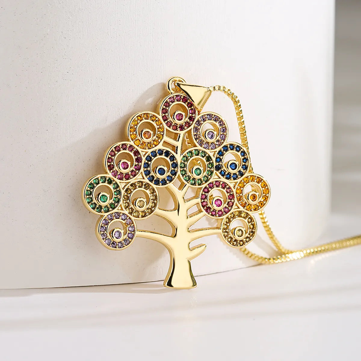 Fashion Tree Copper Plating Zircon Pendant Necklace 1 Piece