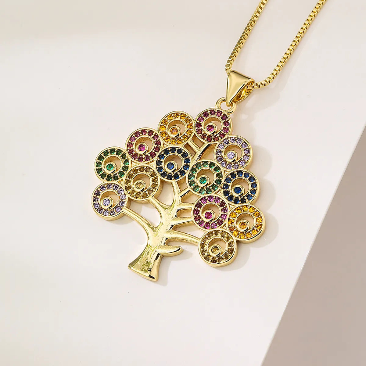 Fashion Tree Copper Plating Zircon Pendant Necklace 1 Piece