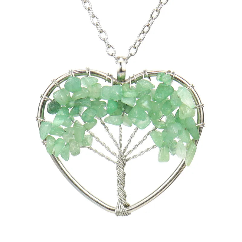 Fashion Tree Heart Shape Artificial Crystal Copper Beaded Hollow Out Pendant Necklace 1 Piece