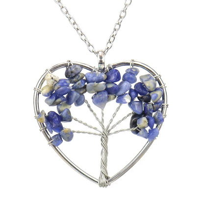 Fashion Tree Heart Shape Artificial Crystal Copper Beaded Hollow Out Pendant Necklace 1 Piece