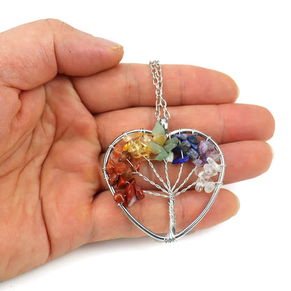 Fashion Tree Heart Shape Artificial Crystal Copper Beaded Hollow Out Pendant Necklace 1 Piece