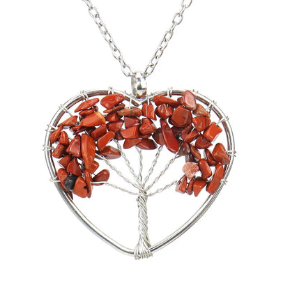 Fashion Tree Heart Shape Artificial Crystal Copper Beaded Hollow Out Pendant Necklace 1 Piece