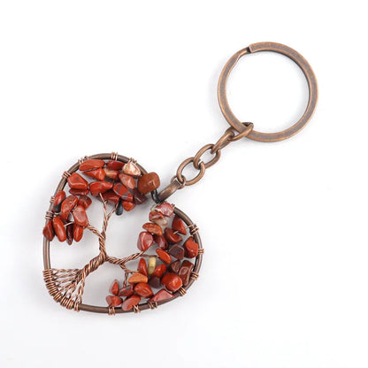 Fashion Tree Natural Stone Copper Beaded Women'S Keychain 1 Piece