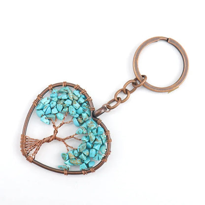 Fashion Tree Natural Stone Copper Beaded Women'S Keychain 1 Piece