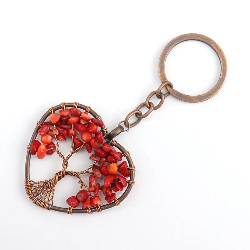 Fashion Tree Natural Stone Copper Beaded Women'S Keychain 1 Piece