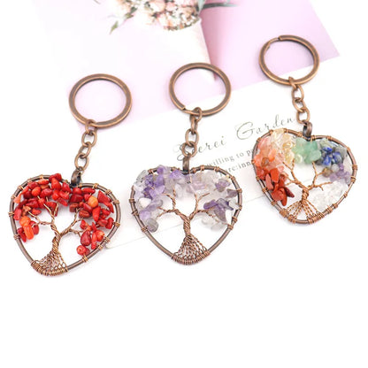 Fashion Tree Natural Stone Copper Beaded Women'S Keychain 1 Piece