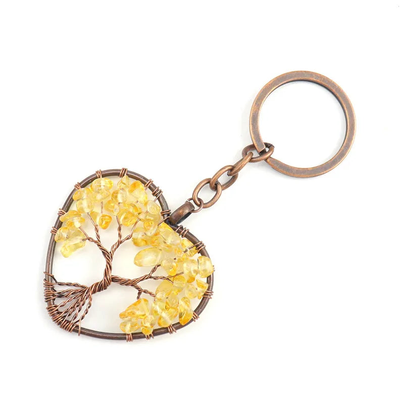 Fashion Tree Natural Stone Copper Beaded Women'S Keychain 1 Piece