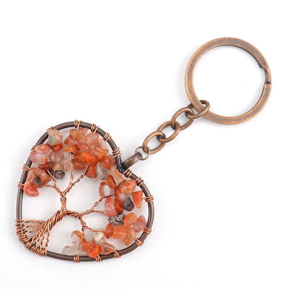 Fashion Tree Natural Stone Copper Beaded Women'S Keychain 1 Piece