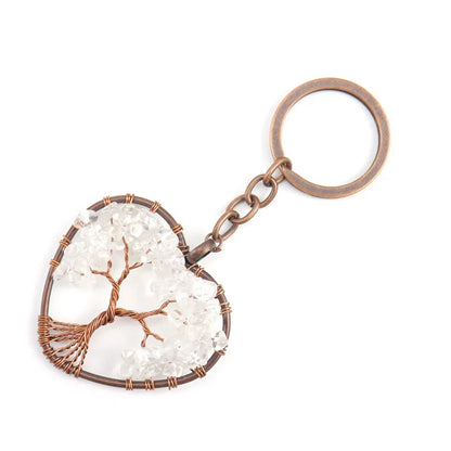 Fashion Tree Natural Stone Copper Beaded Women'S Keychain 1 Piece