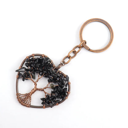 Fashion Tree Natural Stone Copper Beaded Women'S Keychain 1 Piece