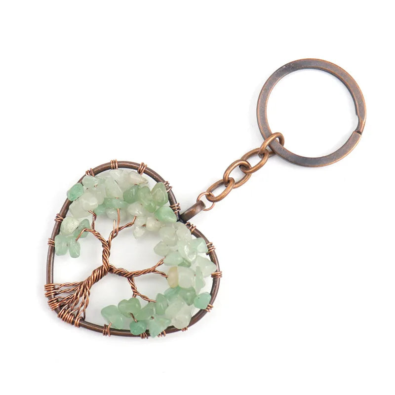 Fashion Tree Natural Stone Copper Beaded Women'S Keychain 1 Piece