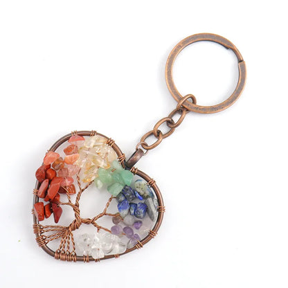 Fashion Tree Natural Stone Copper Beaded Women'S Keychain 1 Piece