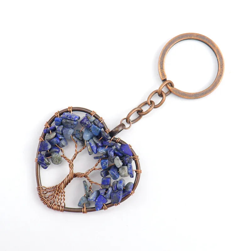 Fashion Tree Natural Stone Copper Beaded Women'S Keychain 1 Piece