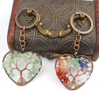 Fashion Tree Natural Stone Copper Beaded Women'S Keychain 1 Piece