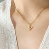 Fashion Trend Diamond Pendant Necklace With 26 Letters For Women Titanium Steel Gold Plated Electroplated Mixed Gemstone Setting