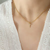 Fashion Trend Diamond Pendant Necklace With 26 Letters For Women Titanium Steel Gold Plated Electroplated Mixed Gemstone Setting