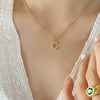 Fashion Trend Diamond Pendant Necklace With 26 Letters For Women Titanium Steel Gold Plated Electroplated Mixed Gemstone Setting