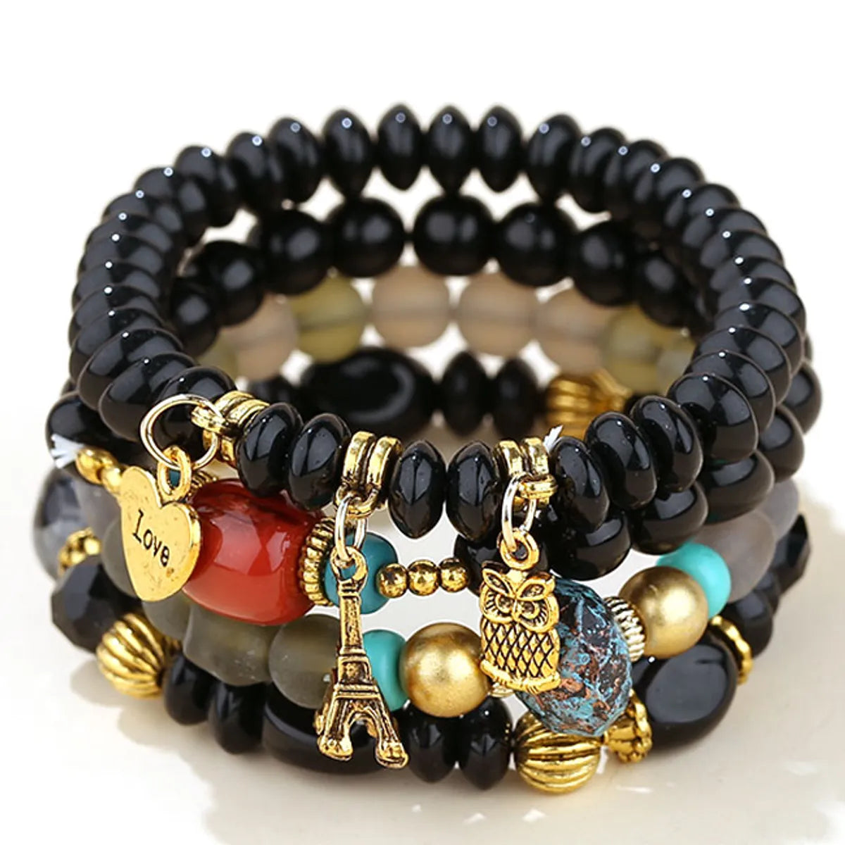 Fashion Trend Simple Versatile Metal Multi-Pendant Pendant Candy Beads Multi-Layer Bracelet