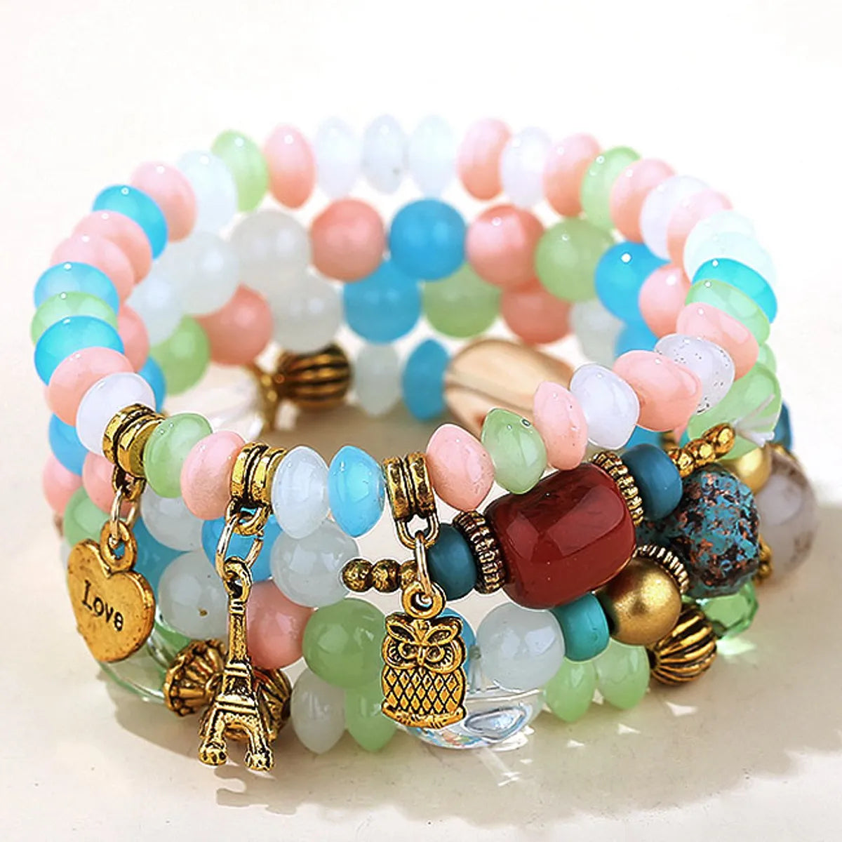 Fashion Trend Simple Versatile Metal Multi-Pendant Pendant Candy Beads Multi-Layer Bracelet