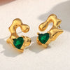 Fashion Trendy Ear Jewelry Stainless Steel 18K Gold Plated Asymmetrical Heart Earrings