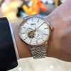 Fashion Trendy Fully Automatic Mechanical Men's Watch With Doublesided Cut Out Solid Butterfly Buckle Steel Belt Alloy Case Mineral Reinforced Glass Mirror