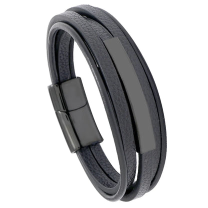 Fashion Trendy Men'S All-Match Leather Bracelet