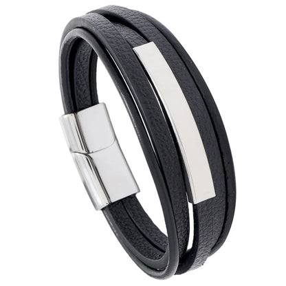 Fashion Trendy Men'S All-Match Leather Bracelet