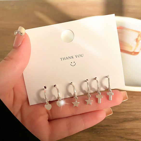 Fashion Trendy Oildropping Heart Butterfly Imitation Pearl Alloy Earrings Set For Women With Electroplating