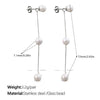 Fashion Trendy Women's Earrings 316L Stainless Steel Glass Beads Gold Long Tassel Electroplating Design