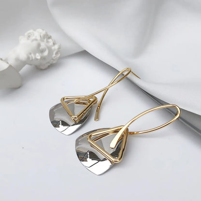 Fashion Triangle Copper Gold Plated Earrings 1 Pair