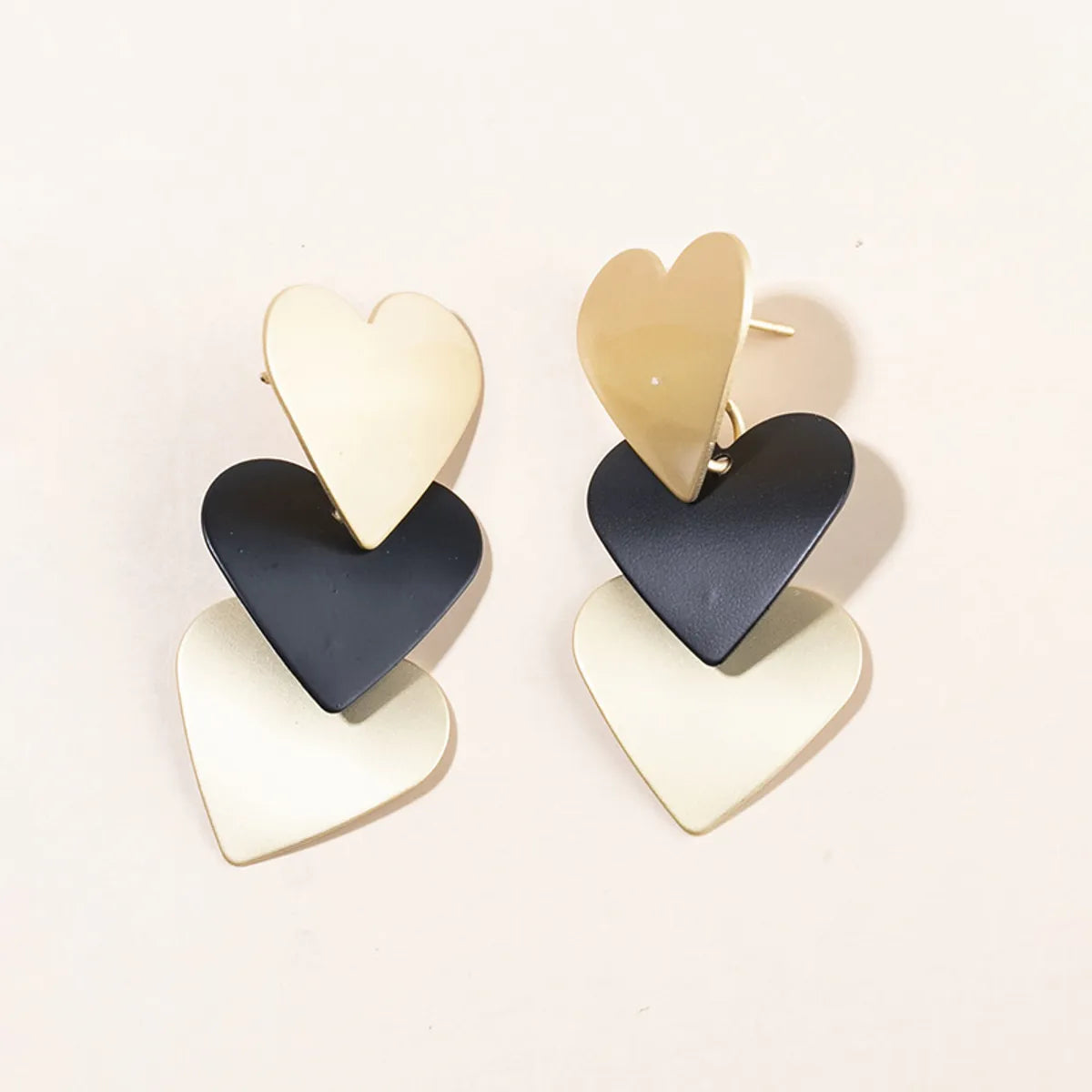 Fashion Triangle Heart Shape Metal Drop Earrings