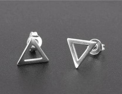 Fashion Triangle Heart Shape Stainless Steel Ear Studs 1 Pair