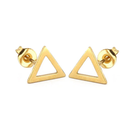 Fashion Triangle Heart Shape Stainless Steel Ear Studs 1 Pair