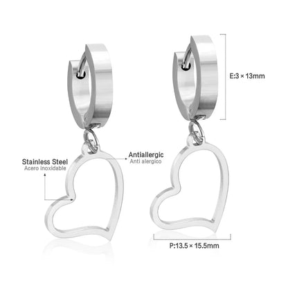 Fashion Triangle Round Heart Shape Stainless Steel Rhinestones Drop Earrings 1 Pair