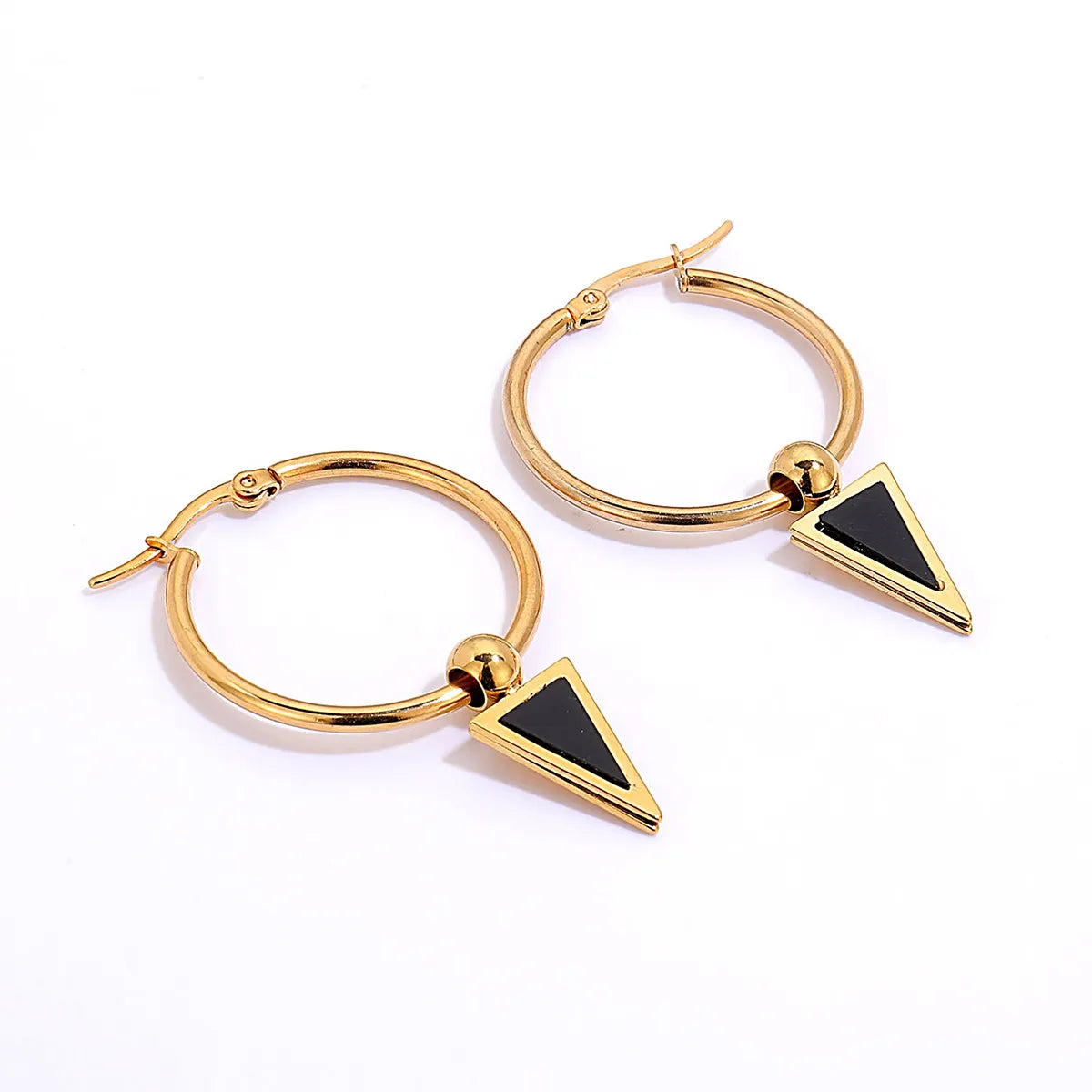 1 Pair Fashion Triangle Gold Plated Stainless Steel Gold Plated Drop Earrings