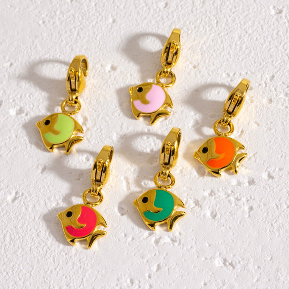 Fashion Tropical Fish Stainless Steel Jewelry Accessories Cute Oil Dropping Marine Elements Fish Pendant