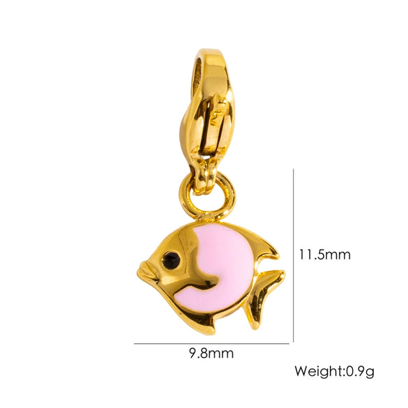 Fashion Tropical Fish Stainless Steel Jewelry Accessories Cute Oil Dropping Marine Elements Fish Pendant