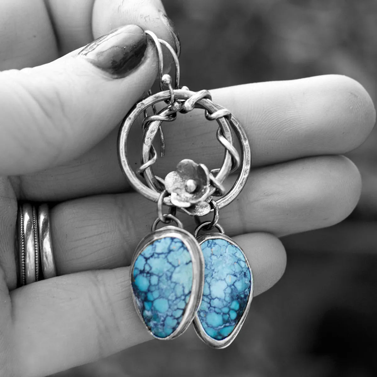 Fashion Turquoise Earrings Personalized Wreath Bohemian Earrings