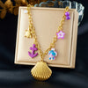 Fashion Turtle Animal Zodiac Stainless Steel Goldplated Pendant Necklace