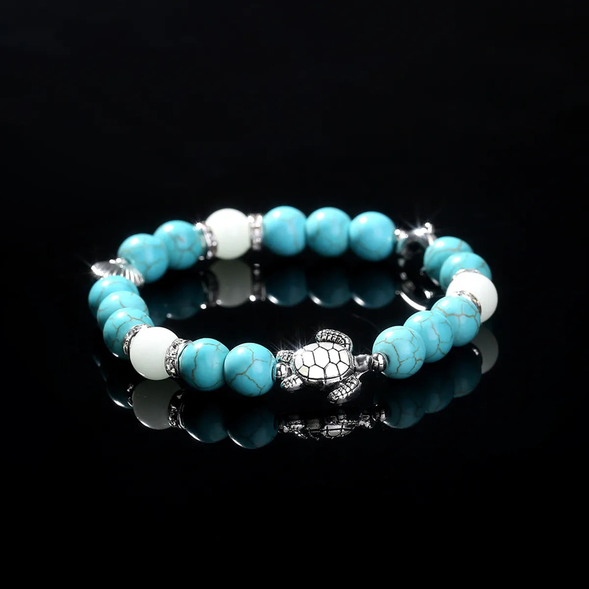 Fashion Turtle Scallop Fish Beaded Blue Turquoise Sky Blue Luminous Bracelet