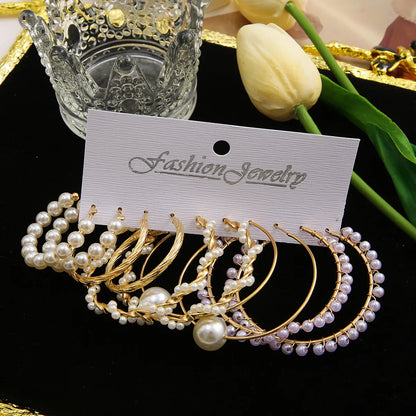 Fashion Twist Alloy Plating Artificial Pearls Earrings