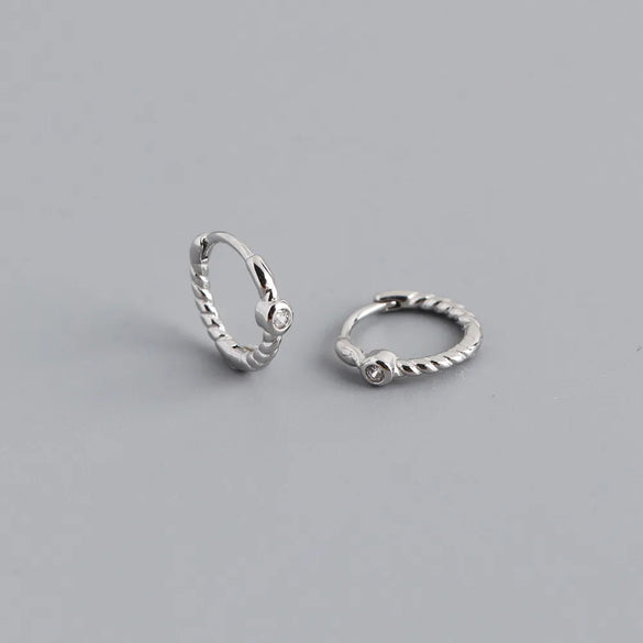 Fashion Twist Sterling Silver Hoop Earrings 1 Pair
