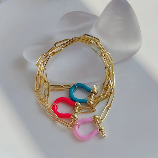 Fashion U Shape Colorful Copper Plating Bracelets 1 Piece