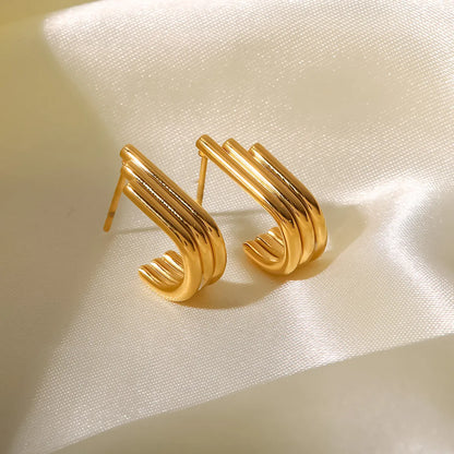 Fashion U Shape Stainless Steel Ear Studs Gold Plated Stainless Steel Earrings