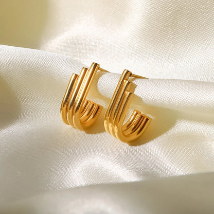 Fashion U Shape Stainless Steel Ear Studs Gold Plated Stainless Steel Earrings