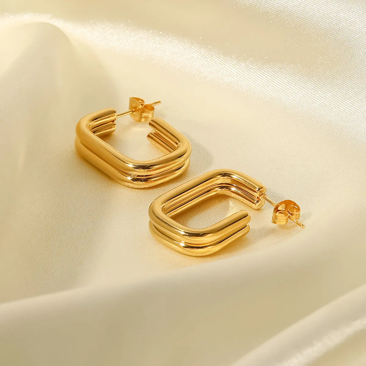 Fashion U Shape Stainless Steel Ear Studs Gold Plated Stainless Steel Earrings