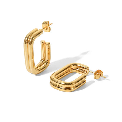 Fashion U Shape Stainless Steel Ear Studs Gold Plated Stainless Steel Earrings