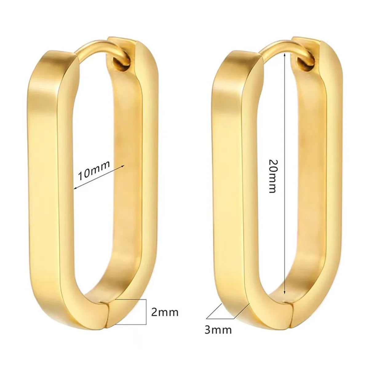 Fashion U Shape Metal 201 Stainless Steel 18K Gold Plated Earrings