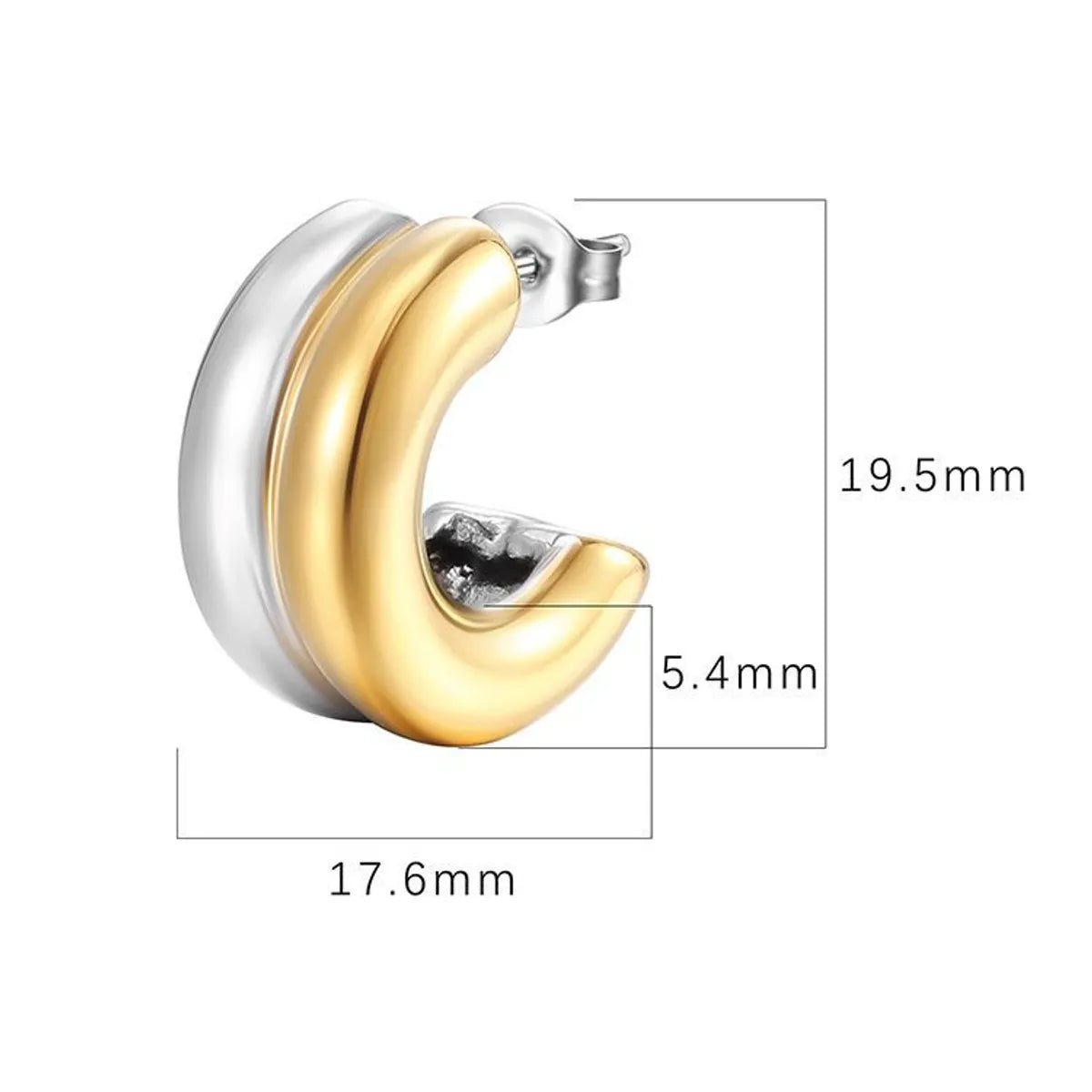 Fashion U Shape Stainless Steel Plating Earrings 1 Pair