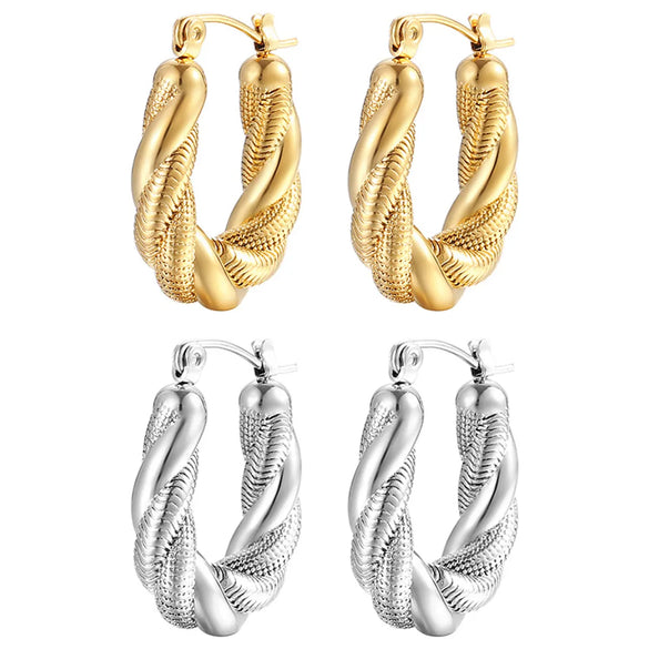 Fashion U Shape Stainless Steel Plating Hoop Earrings 1 Pair